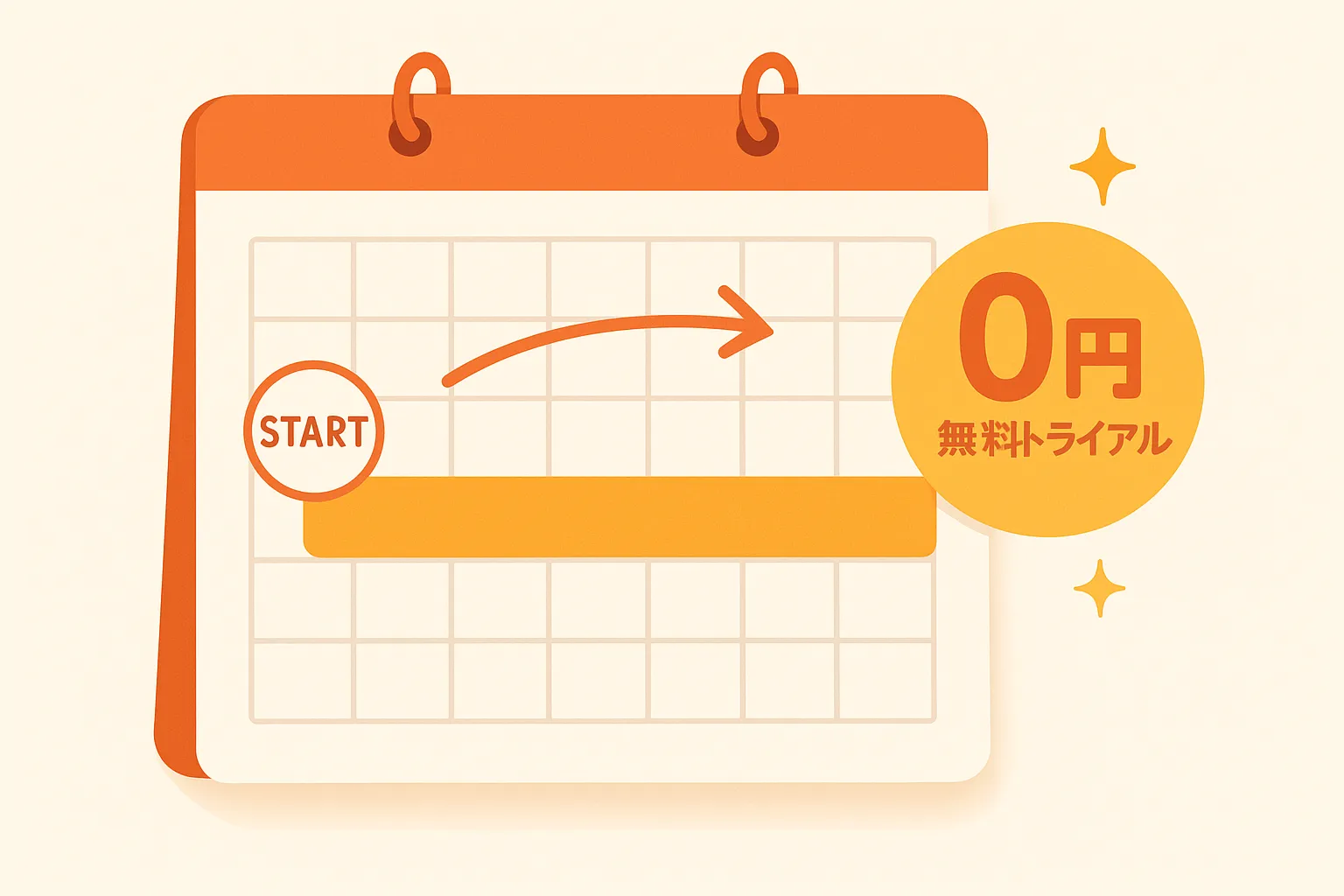 カレンダーと無料トライアル期間のイメージ